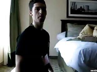 Hotel blowjob from a cute guy on his knees