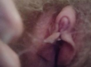 Hairy Nonbinary Pussy with Big Clit Tries to Edge but Fails