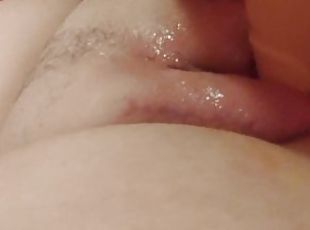 Cumming wet pussy with dildo
