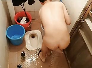 asiático, bañando, masturbación, delgada, polla-enorme, gay, negra, cámara, voyeur, jóvenes18