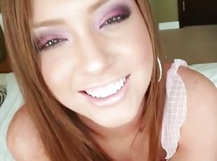 Beauty teases her pink lingerie and sucks a dick