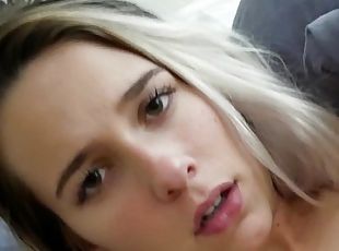 blonde babe puts a finger on her clit for the best orgasm ever
