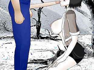 Rukia Kuchiki worships a huge cock with wet sloppy intense deepthroating until her face is drenched in cum - SDT