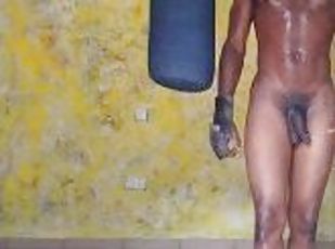 Sexy black body boxing, smoking and catching fun. Want to join come over