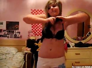 Shy teen webcam striptease