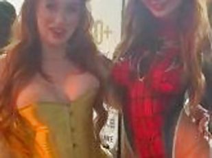 Spider-Man body paint dancing sexy with Madison Morgan in Los Angeles at X3 (paint by Fernello)