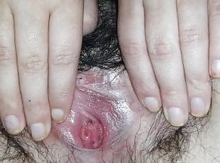 Hairy pussy finger Orgasm contractions