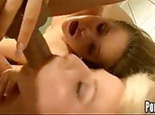 Two chicks are deepthroat fucked