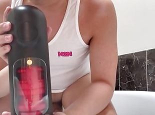First sex toy review. Dick getting harder. Solo cum.