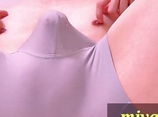 Nipple play makes handsome guy's dick boner in sexy underwear.Japanese nipple masturbation