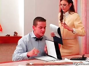 Teachers make him take out his cock and jerk off