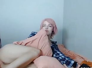 Cute emo teen gives footjob gets pounded and facialized live at sexycamx.com
