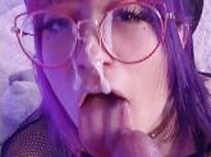 Nerdy emo girl blowjob gets glasses dirty Vertical Pov Kakao chan