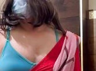 Indian Femboy Cross Dresser Sissy Jessica Leone in Saree and Blouse Teasing you