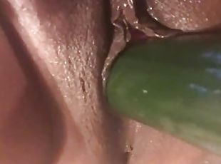 Ebony Bbw Masturbates with Cucumber!! Food Porn Bbw HD!!!