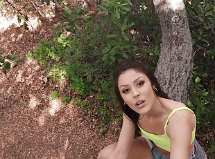 Wild outdoors fucking in the local forest with horny Catalina Ossa