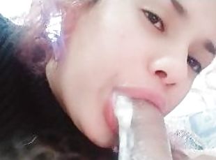 huge creampie looking at camera, teenage ebony slut loves sucking until cum comes out in her mouth????