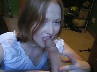 Sexy redhead wife give great blowjob