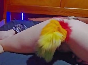 Daddy Bought Me a Raibow FoxTail ButtPlug, He wants me to Show it Off
