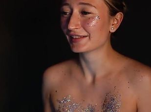 18yo Glitter Covered Teen Camgirl - solo teasing on webcam