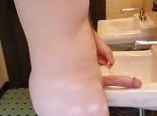 Rubbing my cock on the hotel sink