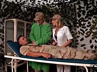 Injured soldier blown by sexy nurse
