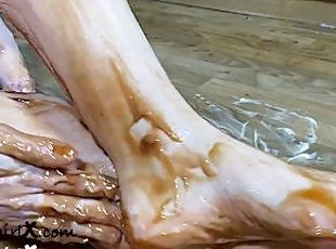 Seriously sexy and hot. Ali has fun with her feet, in this foot fetish special Wet and Messy