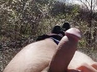 POV Naughty Hiker Got an Erection and Had to Masturbate in the Public Field