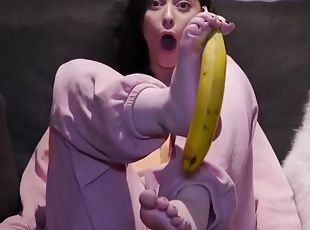 amatori, picioare, banana