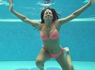 Sazan Cheharda on and naked swimming underwater