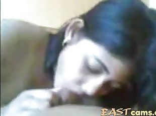 Indian girl sucking on hard cock of her bf and gets tight pussy fucked