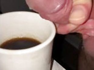 My wife asked for some special coffee creamer this my in her cupslo-mo-close up