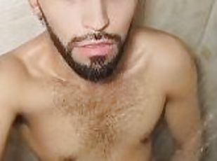 mandi, berambut, mastubasi, penis-besar, homo, sentakkan, sperma, cantik, mandi-shower, seorang-diri
