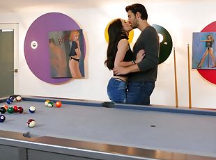 Fine anal sex on the pool table with a slim honey
