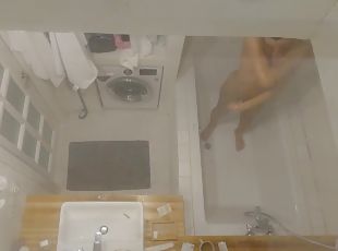 amateur, desnudándose, primera-persona, webcam, ducha, a-solas