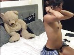 she undresses while her horny stepbrother films her