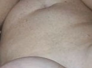 Thick redhead with big natural tits gives you a close up view of everything.