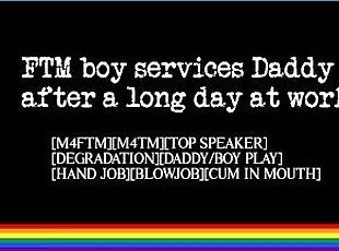 FTM Boy Services Daddy After a Long Day at Work