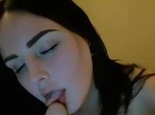 Amateur Wife Licks and Sucks Dildo on Webcam