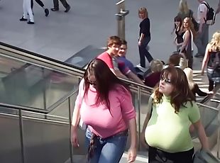 Look at these huge tits walking down the streets.