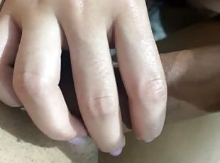 My stepsister gives me the slobberiest blowjob of my life in close-up