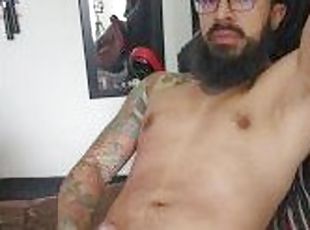 masturbacija, orgazam, amaterski, veliki-kurac, trzanje, kamera, sami, tetovaže, kurac