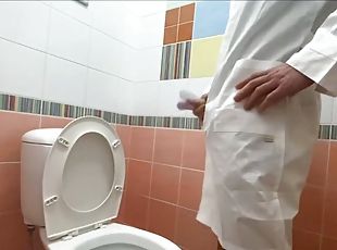 The real DOCTOR got excited during the EXAM and couldnt stand it in the hospitals public BATHROOM.